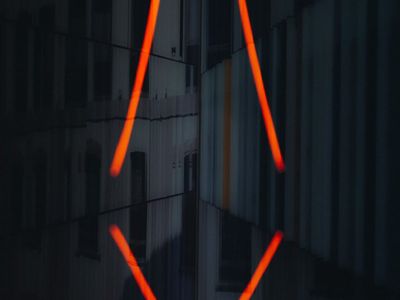 Geometric neon patterns on dark