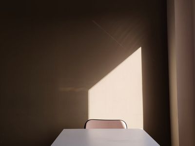 Minimalist workspace with abstract light lines